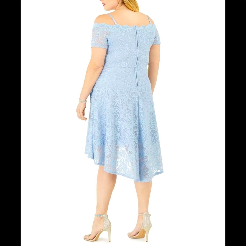Women’s Formal Dress Plus Size 16W 20W CITY STUDIO Light Blue Off the Shoulder - Picture 5 of 7